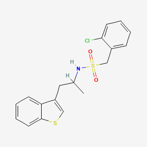 molecular formula C18H18ClNO2S2 B2586813 N-(1-(benzo[b]thiophen-3-yl)propan-2-yl)-1-(2-chlorophenyl)methanesulfonamide CAS No. 2034298-57-0