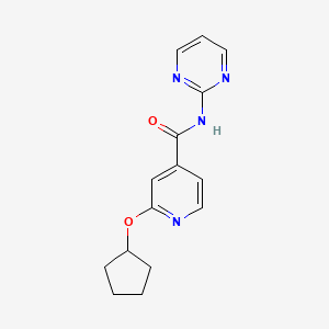molecular formula C15H16N4O2 B2586814 2-(cyclopentyloxy)-N-(pyrimidin-2-yl)isonicotinamide CAS No. 2034392-77-1