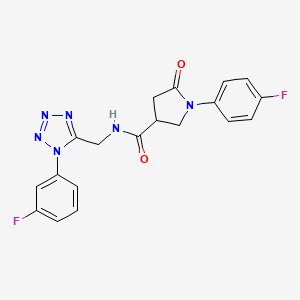 molecular formula C19H16F2N6O2 B2586817 1-(4-氟苯基)-N-((1-(3-氟苯基)-1H-四唑-5-基)甲基)-5-氧代吡咯啉-3-羧酰胺 CAS No. 921501-83-9