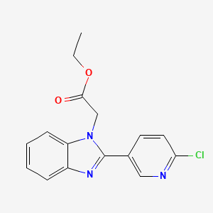 molecular formula C16H14ClN3O2 B2586819 Ethyl 2-(2-(6-chloro-3-pyridinyl)-1H-1,3-benzimidazol-1-yl)acetate CAS No. 339112-65-1