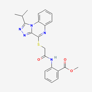 molecular formula C22H21N5O3S B2586820 Methyl 2-({[(1-isopropyl[1,2,4]triazolo[4,3-a]quinoxalin-4-yl)thio]acetyl}amino)benzoate CAS No. 1251571-39-7