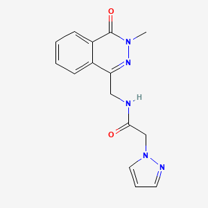 molecular formula C15H15N5O2 B2586828 N-((3-甲基-4-氧代-3,4-二氢邻苯二嗪-1-基)甲基)-2-(1H-吡唑-1-基)乙酰胺 CAS No. 1396781-67-1