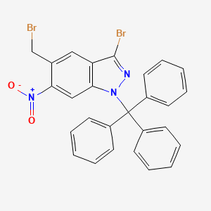 molecular formula C27H19Br2N3O2 B2586830 3-Bromo-5-(bromomethyl)-6-nitro-1-trityl-1H-indazole CAS No. 1695537-84-8