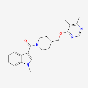 molecular formula C22H26N4O2 B2586831 (4-(((5,6-二甲基嘧啶-4-基)氧)甲基)哌啶-1-基)(1-甲基-1H-吲哚-3-基)甲酮 CAS No. 2309311-38-2