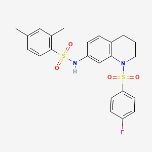 molecular formula C23H23FN2O4S2 B2586846 N-[1-(4-fluorobenzenesulfonyl)-1,2,3,4-tetrahydroquinolin-7-yl]-2,4-dimethylbenzene-1-sulfonamide CAS No. 951460-43-8