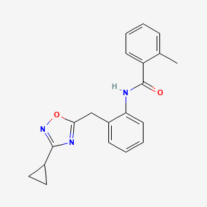 B2586852 N-(2-((3-cyclopropyl-1,2,4-oxadiazol-5-yl)methyl)phenyl)-2-methylbenzamide CAS No. 1797138-65-8