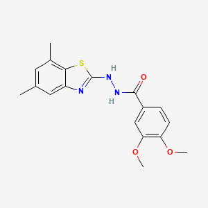 molecular formula C18H19N3O3S B2586856 N'-(5,7-dimethyl-1,3-benzothiazol-2-yl)-3,4-dimethoxybenzohydrazide CAS No. 851987-55-8