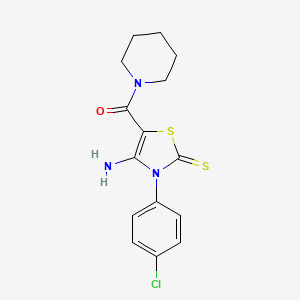 molecular formula C15H16ClN3OS2 B2586865 (4-Amino-3-(4-chlorophenyl)-2-thioxo-2,3-dihydrothiazol-5-yl)(piperidin-1-yl)methanone CAS No. 946301-51-5
