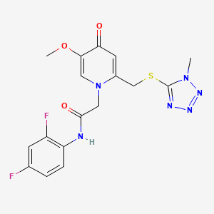 molecular formula C17H16F2N6O3S B2586876 N-(2,4-difluorophenyl)-2-(5-methoxy-2-(((1-methyl-1H-tetrazol-5-yl)thio)methyl)-4-oxopyridin-1(4H)-yl)acetamide CAS No. 1005302-36-2