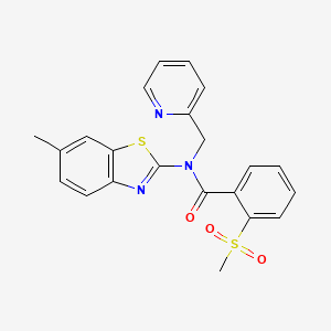 molecular formula C22H19N3O3S2 B2586897 2-methanesulfonyl-N-(6-methyl-1,3-benzothiazol-2-yl)-N-[(pyridin-2-yl)methyl]benzamide CAS No. 886934-32-3