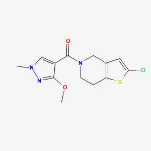 molecular formula C13H14ClN3O2S B2586905 (2-chloro-6,7-dihydrothieno[3,2-c]pyridin-5(4H)-yl)(3-methoxy-1-methyl-1H-pyrazol-4-yl)methanone CAS No. 2034553-22-3