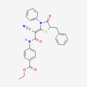 (Z)-ethyl 4-(2-(5-benzyl-4-oxo-3-phenylthiazolidin-2-ylidene)-2-cyanoacetamido)benzoate