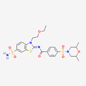 (Z)-4-((2,6-dimethylmorpholino)sulfonyl)-N-(3-(2-ethoxyethyl)-6-sulfamoylbenzo[d]thiazol-2(3H)-ylidene)benzamide