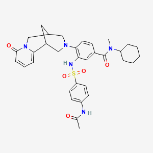 molecular formula C33H39N5O5S B2587053 3-(4-acetamidophenylsulfonamido)-N-cyclohexyl-N-methyl-4-(8-oxo-5,6-dihydro-1H-1,5-methanopyrido[1,2-a][1,5]diazocin-3(2H,4H,8H)-yl)benzamide CAS No. 442532-17-4