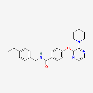 molecular formula C25H28N4O2 B2587058 N-[(4-ETHYLPHENYL)METHYL]-4-{[3-(PIPERIDIN-1-YL)PYRAZIN-2-YL]OXY}BENZAMIDE CAS No. 1115876-68-0