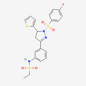 N-[3-[2-(4-fluorophenyl)sulfonyl-3-thiophen-2-yl-3,4-dihydropyrazol-5-yl]phenyl]ethanesulfonamide