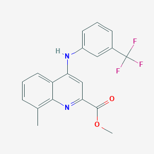 molecular formula C19H15F3N2O2 B2587067 Methyl 8-methyl-4-{[3-(trifluoromethyl)phenyl]amino}quinoline-2-carboxylate CAS No. 1207018-78-7