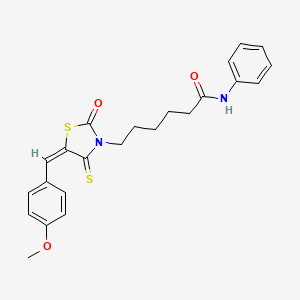 (E)-6-(5-(4-methoxybenzylidene)-2-oxo-4-thioxothiazolidin-3-yl)-N-phenylhexanamide