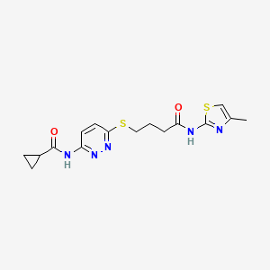 N-(6-((4-((4-methylthiazol-2-yl)amino)-4-oxobutyl)thio)pyridazin-3-yl)cyclopropanecarboxamide