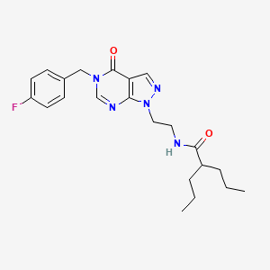 molecular formula C22H28FN5O2 B2587080 N-(2-(5-(4-fluorobenzyl)-4-oxo-4,5-dihydro-1H-pyrazolo[3,4-d]pyrimidin-1-yl)ethyl)-2-propylpentanamide CAS No. 922137-67-5