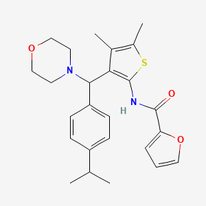 molecular formula C25H30N2O3S B2587093 N-{4,5-dimethyl-3-[(morpholin-4-yl)[4-(propan-2-yl)phenyl]methyl]thiophen-2-yl}furan-2-carboxamide CAS No. 618406-05-6