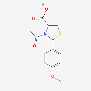 molecular formula C13H15NO4S B2587106 3-Acetyl-2-(4-methoxyphenyl)thiazolidine-4-carboxylic acid CAS No. 339343-22-5