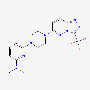 molecular formula C16H18F3N9 B2587114 N,N-dimethyl-2-{4-[3-(trifluoromethyl)-[1,2,4]triazolo[4,3-b]pyridazin-6-yl]piperazin-1-yl}pyrimidin-4-amine CAS No. 2415468-47-0