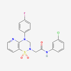 molecular formula C20H16ClFN4O3S B2587122 N-(3-chlorophenyl)-2-(4-(4-fluorophenyl)-1,1-dioxido-3,4-dihydro-2H-pyrido[2,3-e][1,2,4]thiadiazin-2-yl)acetamide CAS No. 1251632-75-3