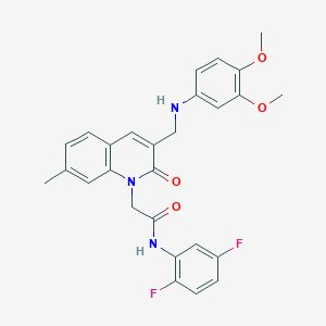 molecular formula C27H25F2N3O4 B2587160 N-(2,5-difluorophenyl)-2-(3-{[(3,4-dimethoxyphenyl)amino]methyl}-7-methyl-2-oxo-1,2-dihydroquinolin-1-yl)acetamide CAS No. 932308-36-6