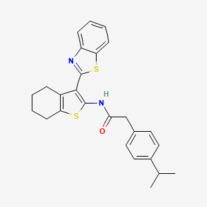 molecular formula C26H26N2OS2 B2587171 N-(3-(benzo[d]thiazol-2-yl)-4,5,6,7-tetrahydrobenzo[b]thiophen-2-yl)-2-(4-isopropylphenyl)acetamide CAS No. 922467-29-6