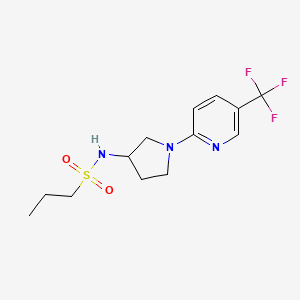 molecular formula C13H18F3N3O2S B2587205 N-(1-(5-(trifluoromethyl)pyridin-2-yl)pyrrolidin-3-yl)propane-1-sulfonamide CAS No. 1797643-81-2