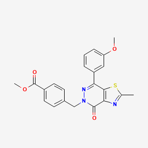 molecular formula C22H19N3O4S B2587214 methyl 4-((7-(3-methoxyphenyl)-2-methyl-4-oxothiazolo[4,5-d]pyridazin-5(4H)-yl)methyl)benzoate CAS No. 941880-41-7