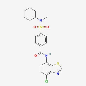 molecular formula C21H22ClN3O3S2 B2587293 N-(4-chloro-1,3-benzothiazol-7-yl)-4-[cyclohexyl(methyl)sulfamoyl]benzamide CAS No. 932325-95-6