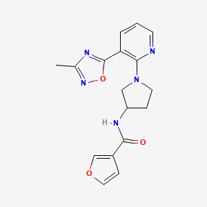 molecular formula C17H17N5O3 B2587299 N-{1-[3-(3-methyl-1,2,4-oxadiazol-5-yl)pyridin-2-yl]pyrrolidin-3-yl}-3-furamide CAS No. 1396683-98-9