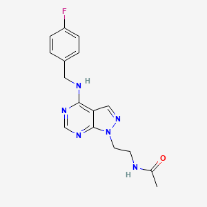 molecular formula C16H17FN6O B2587302 N-(2-(4-((4-fluorobenzyl)amino)-1H-pyrazolo[3,4-d]pyrimidin-1-yl)ethyl)acetamide CAS No. 1211272-94-4