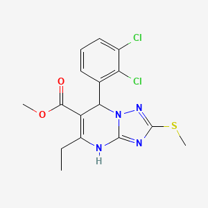molecular formula C16H16Cl2N4O2S B2587310 METHYL 7-(2,3-DICHLOROPHENYL)-5-ETHYL-2-(METHYLSULFANYL)-4H,7H-[1,2,4]TRIAZOLO[1,5-A]PYRIMIDINE-6-CARBOXYLATE CAS No. 909574-22-7
