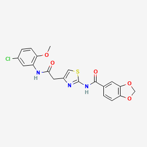 N-(4-(2-((5-chloro-2-methoxyphenyl)amino)-2-oxoethyl)thiazol-2-yl)benzo[d][1,3]dioxole-5-carboxamide