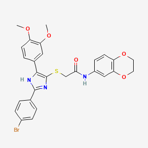 2-((2-(4-bromophenyl)-5-(3,4-dimethoxyphenyl)-1H-imidazol-4-yl)thio)-N-(2,3-dihydrobenzo[b][1,4]dioxin-6-yl)acetamide