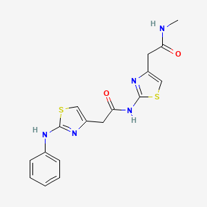 molecular formula C17H17N5O2S2 B2587389 N-methyl-2-(2-(2-(2-(phenylamino)thiazol-4-yl)acetamido)thiazol-4-yl)acetamide CAS No. 1203416-39-0