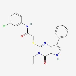 molecular formula C22H19ClN4O2S B2587416 N-(3-chlorophenyl)-2-({3-ethyl-4-oxo-7-phenyl-3H,4H,5H-pyrrolo[3,2-d]pyrimidin-2-yl}sulfanyl)acetamide CAS No. 1021265-40-6