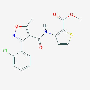 molecular formula C17H13ClN2O4S B258743 Methyl 3-[[3-(2-chlorophenyl)-5-methyl-1,2-oxazole-4-carbonyl]amino]thiophene-2-carboxylate 