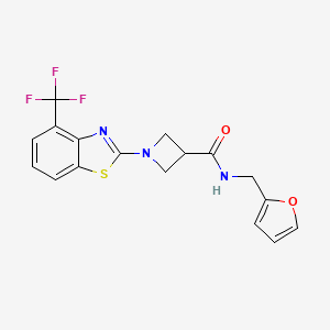 molecular formula C17H14F3N3O2S B2587443 N-(furan-2-ylmethyl)-1-(4-(trifluoromethyl)benzo[d]thiazol-2-yl)azetidine-3-carboxamide CAS No. 1396773-04-8