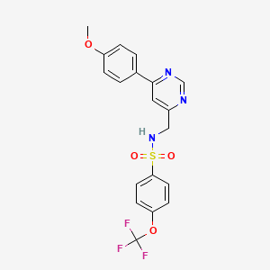 molecular formula C19H16F3N3O4S B2587448 N-{[6-(4-methoxyphenyl)pyrimidin-4-yl]methyl}-4-(trifluoromethoxy)benzene-1-sulfonamide CAS No. 2194964-97-9
