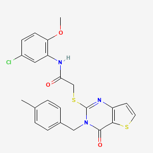 molecular formula C23H20ClN3O3S2 B2587451 N-(5-chloro-2-methoxyphenyl)-2-({3-[(4-methylphenyl)methyl]-4-oxo-3H,4H-thieno[3,2-d]pyrimidin-2-yl}sulfanyl)acetamide CAS No. 894241-28-2