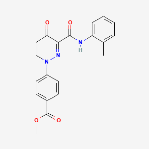 molecular formula C20H17N3O4 B2587468 methyl 4-[4-oxo-3-(2-toluidinocarbonyl)-1(4H)-pyridazinyl]benzenecarboxylate CAS No. 866049-41-4