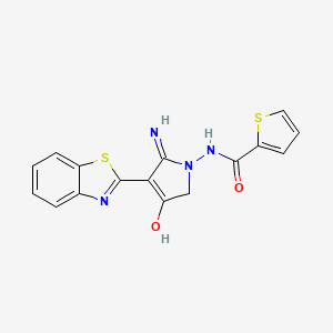 molecular formula C16H12N4O2S2 B2587480 N-(5-Amino-4-(benzo[d]thiazol-2-yl)-3-oxo-2,3-dihydro-1H-pyrrol-1-yl)thiophene-2-carboxamide CAS No. 847783-78-2