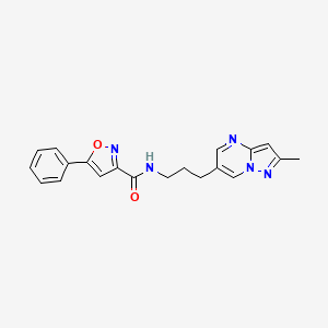 molecular formula C20H19N5O2 B2587484 N-(3-(2-methylpyrazolo[1,5-a]pyrimidin-6-yl)propyl)-5-phenylisoxazole-3-carboxamide CAS No. 1797710-52-1