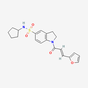 molecular formula C20H22N2O4S B2587501 N-cyclopentyl-1-[(2E)-3-(furan-2-yl)prop-2-enoyl]-2,3-dihydro-1H-indole-5-sulfonamide CAS No. 924865-65-6
