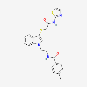 molecular formula C23H22N4O2S2 B2587504 4-methyl-N-(2-(3-((2-oxo-2-(thiazol-2-ylamino)ethyl)thio)-1H-indol-1-yl)ethyl)benzamide CAS No. 532970-97-1