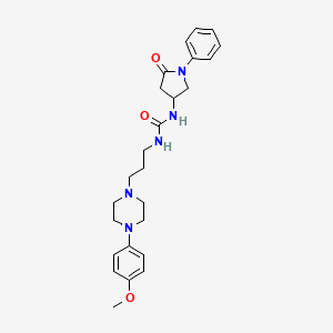 molecular formula C25H33N5O3 B2587527 1-(3-(4-(4-Methoxyphenyl)piperazin-1-yl)propyl)-3-(5-oxo-1-phenylpyrrolidin-3-yl)urea CAS No. 894011-15-5